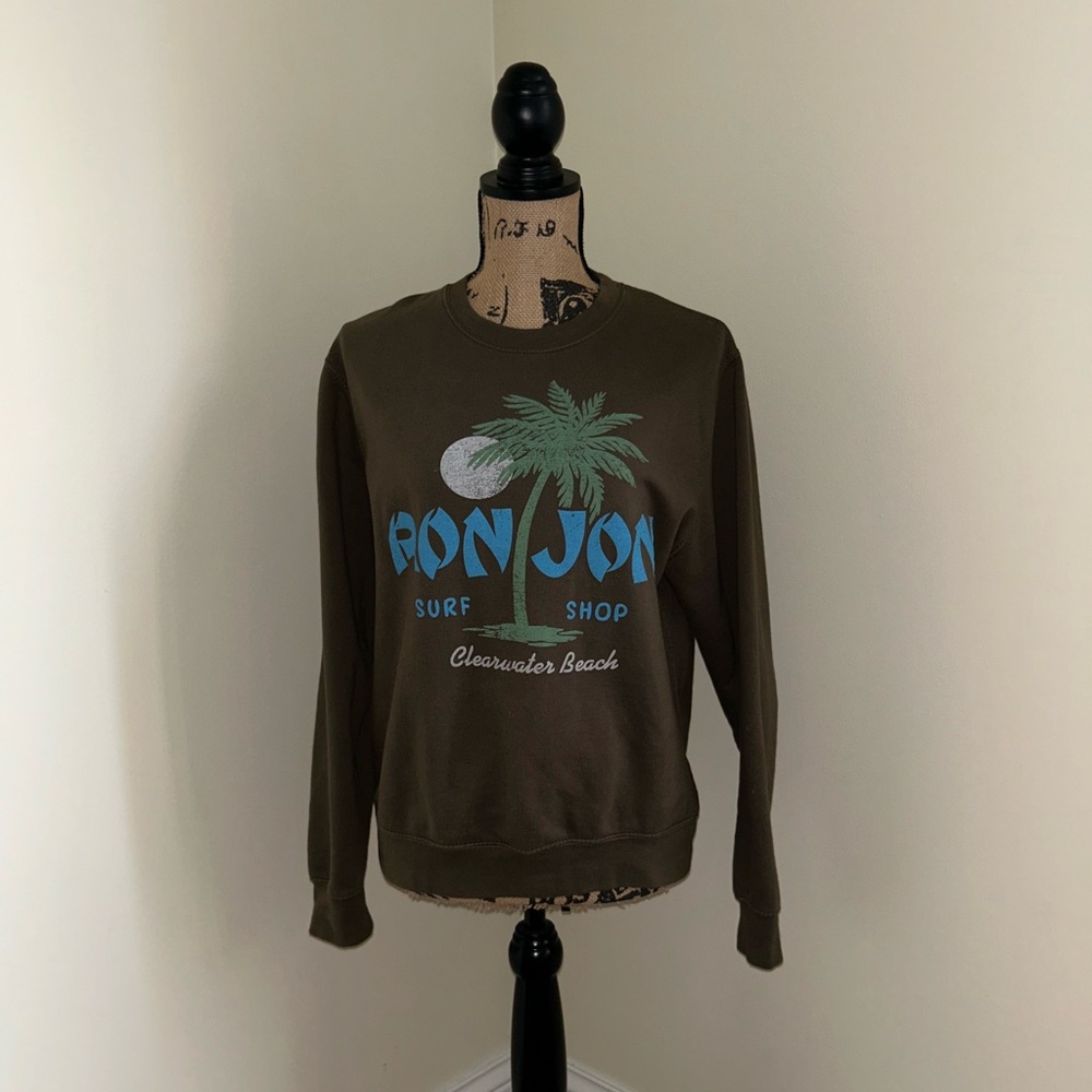 Men’s S, Ron Jon Surf Shop, Olive Green Clearwater Beach Crewneck